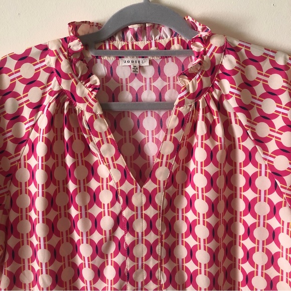 JODIFL Boho Shirt Dress Hot Pink Retro Pattern Cocktail Chic A Line Oversize - Picture 9 of 15